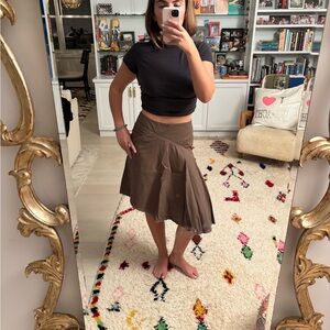 Faithfull The Brand Calais Asymmetrical Skirt in Walnut